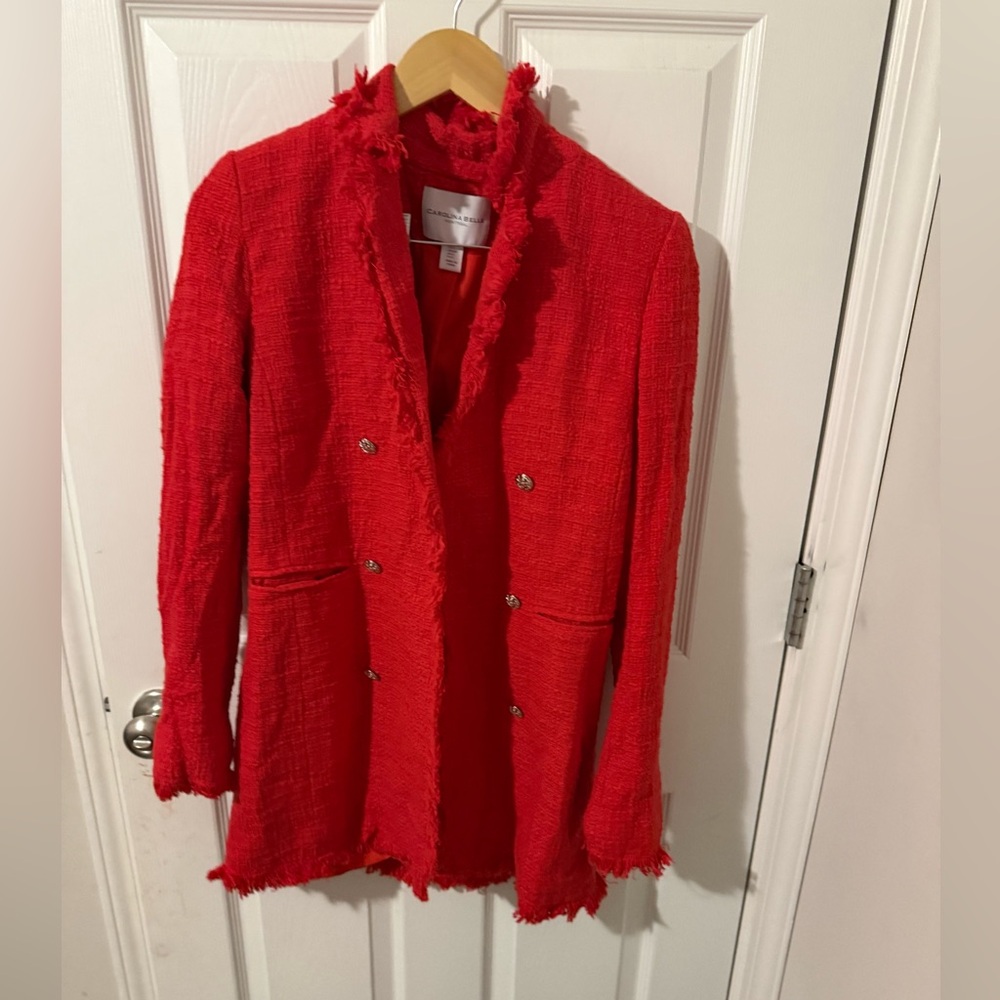 Carolina Belle Vibrant Red Double-Breasted Blazer